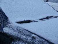 snow on the hood of my car